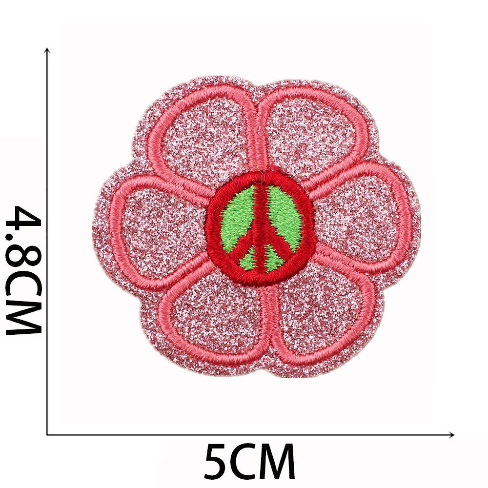 Pink Cheetah Embroidery Cloth Sticker Bag Decoration Rainbow Smiley Face Patch Sticker Butterfly Embroidery Label Mushroom Chapter Ironing