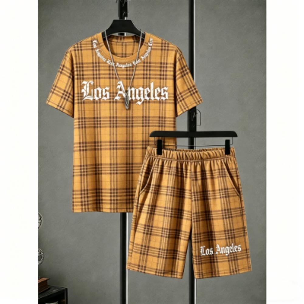 Fashion Men's Set Animal Lion Stripe Printed Men's T-shirt and Shorts 2 Piece Set Summer Casual Outdoor Men's and Women's T-shirt Sets