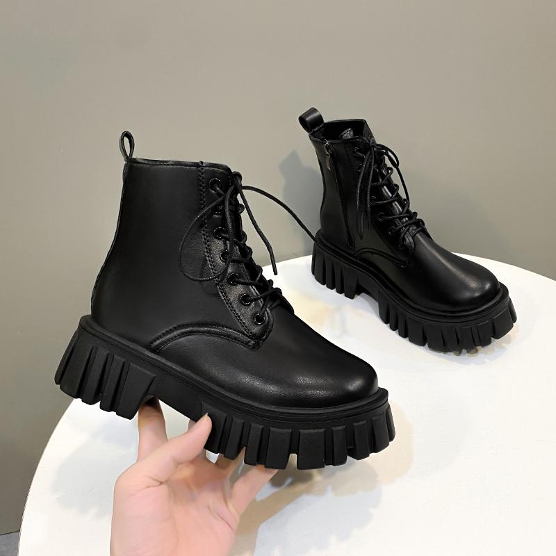Fashion New Autumn Women Casual Platform Boots Lace Up Sneakers Plush Chunky Ankle Boots Outdoor High-top Sneakers Comfortable Zip Shoes