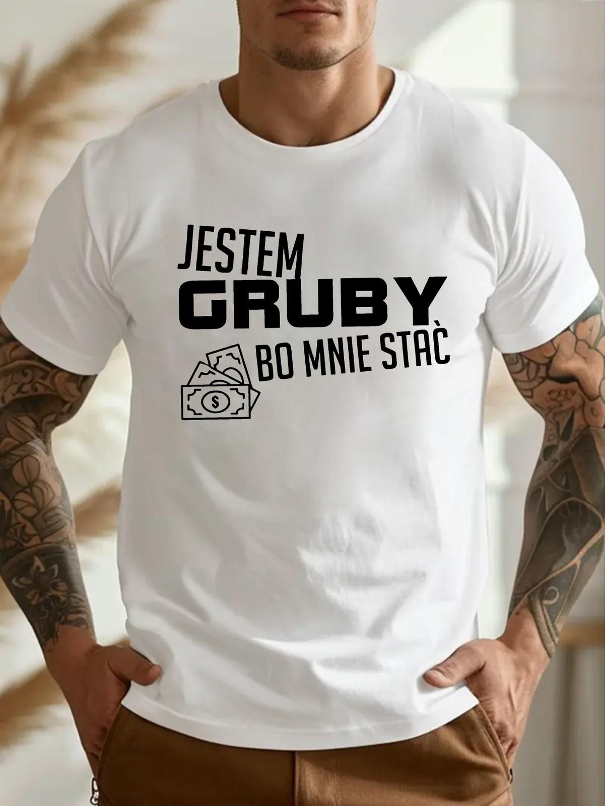 Plus Size Men S T-Shirt with a Fun Polish Language Design S разноцветный