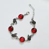 Red Ruby Rose Pendant Bracelet - Cute Floral Valentine's Day Jewelry