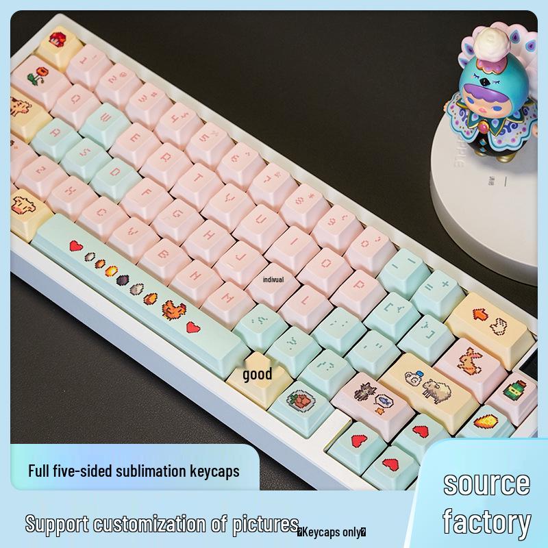 Stardew Valley Pixel Art Keycap Set: Five-Sided Dye-Sublimation PBT, Universal Fit, Durable & Waterproof for Mechanical Keyboards