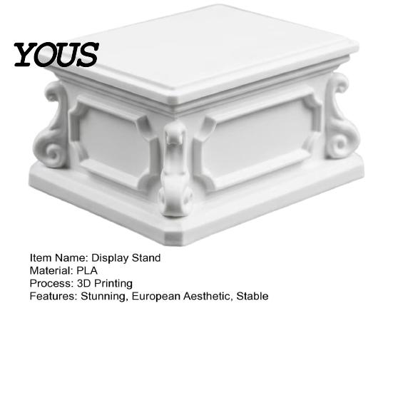 High End Exhibit Stand Mini Display Stand, 3D Printed European Carved Square Pedestal Decorative Art Ornament Decoration for Trophies, Figurines,