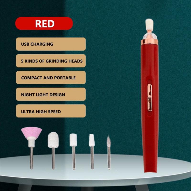 Portable Electric Nail Polisher & Manicure Set - 5-in-1 Nail Grinding Tool