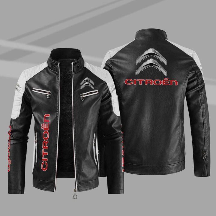 Large size leather jacket PU men's leather jacket blood dragon sticker car logo slim casual motorcycle fleece windproof leather jacket