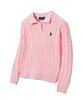 YALE Women'S Cable Polo Knit_Light Pink