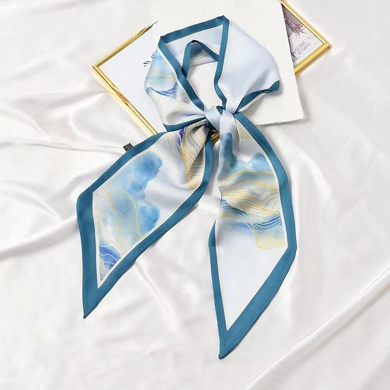 

2025 Длинный скошенный шелковый шарф Streamer Шелковый клетчатый длинный шелковый шарф Шарф 135-175CM