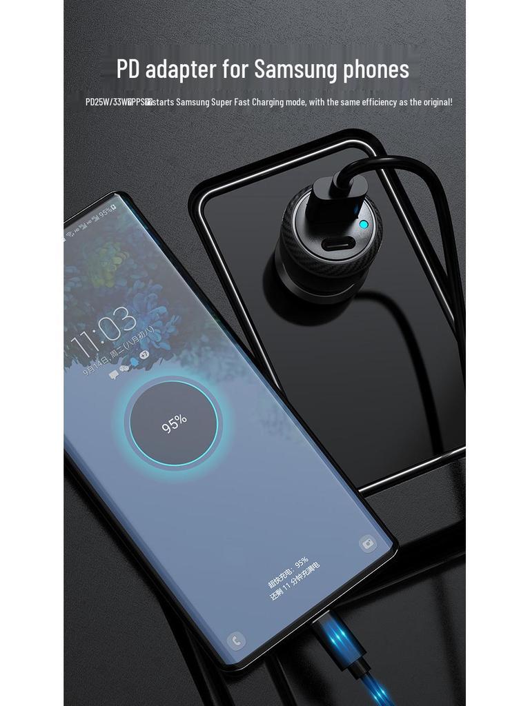 Universal Fast Car Charger: Type-C QC3.0 & PD 20W for Samsung, Apple, and Android Devices