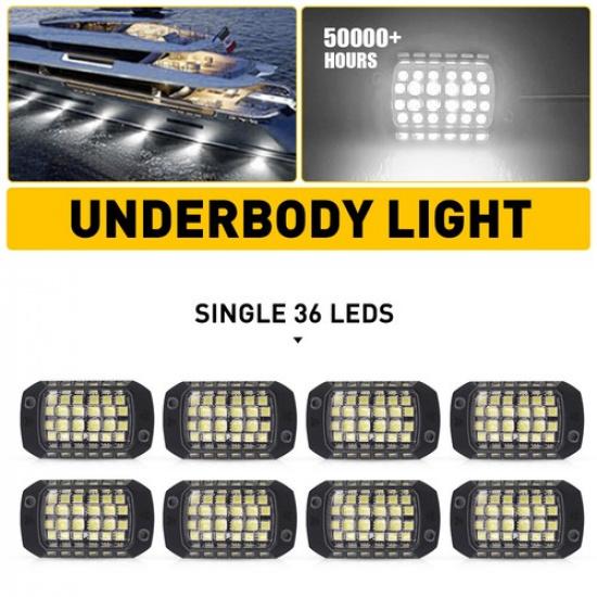 8X Pure White LED Rock Lights, Waterproof Underglow Underbody Lighting Kit EOA