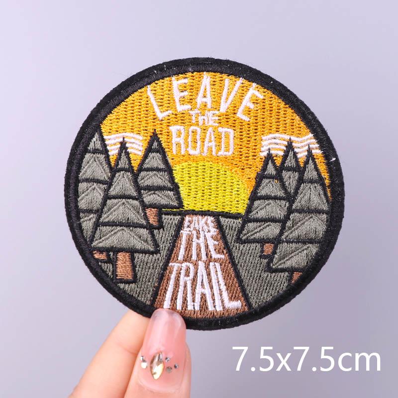 Wilderness Patch Mountain Patches Iron On Clothes River Embroidered Patches For Clothing Stripe Stickers On Clothes Hook Loop