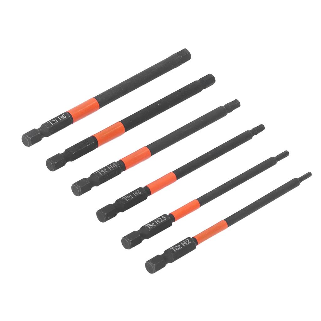 6Pcs Electric Impact Driver Cross Drill Bit Strong Magnetic Black 14in Hex Shank Screwdriver Bit