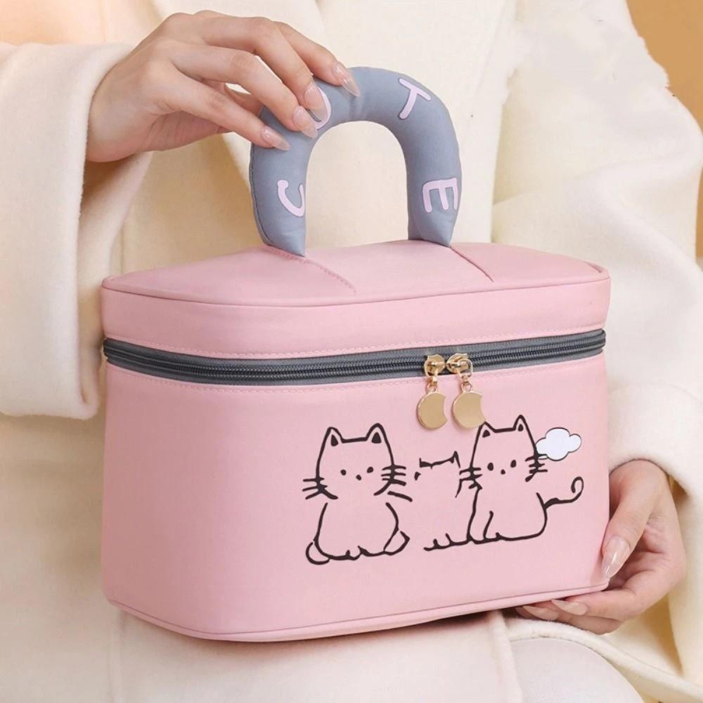 Portable Travel Makeup Bag with Handle Toiletry Pouch Versatile Cosmetic Bags School Supplies