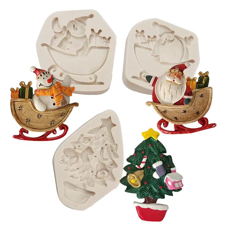Christmas House & Tree Silicone Mold Cooking Tools for Cake Decorating Pastry Kitchen Baking Fondant Sugar Art Accessories