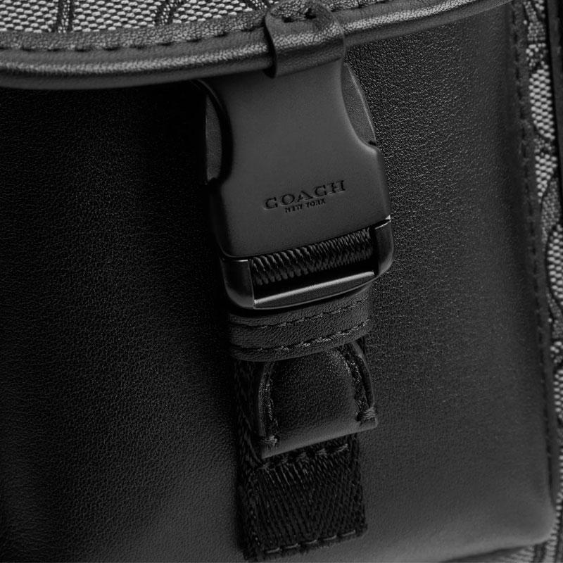 New COACH Charter Fabric With Cow Leather Combo Bag, Storage Bag, Shoulder Bag, Crossbody Bag Regular Men's Black CC086-MI5