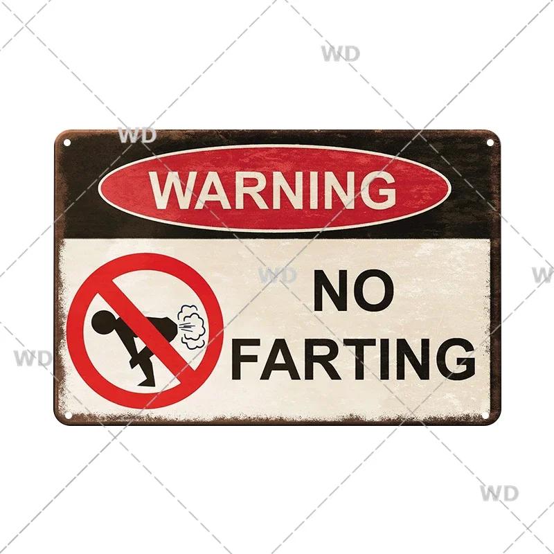 Warning No Farting Slogan Vintage Metal Tin Signs Home Bar Pub Decorative Plates Danger Retro Sign Wall Stickers Art Poster