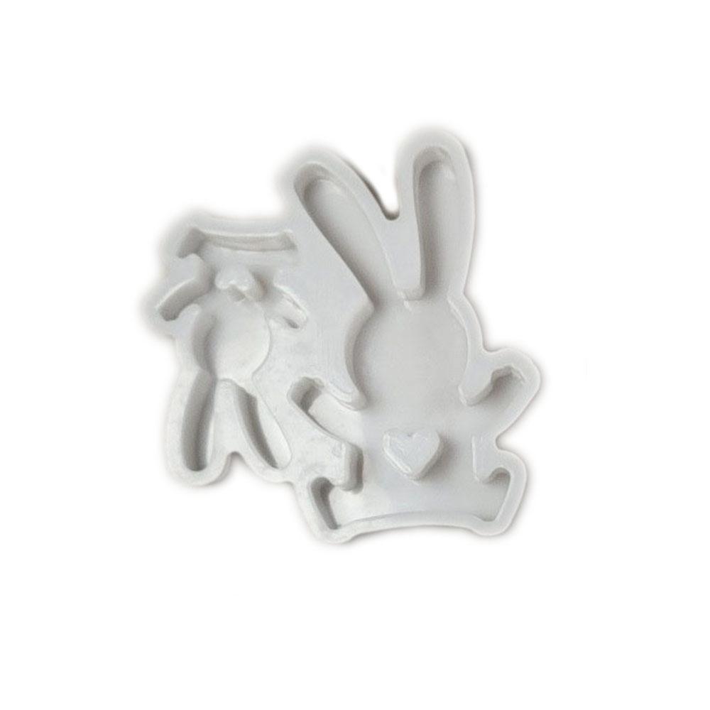 Easter Lively Bunny Silicone Mold Double Rabbit Combination Ornaments Mould Long Eared Rabbit Plaster Ornaments Home Decor