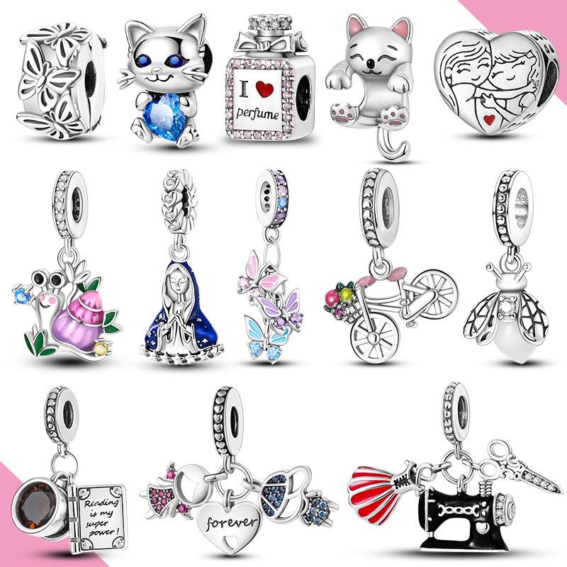 Dangle Charms Copper Cat Butterfly Firefly Pendant Bead Fit Bracelet Diy Fashion Jewelry For Woman