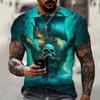 Summer Round Neck 3D Vintage Pirate Ship Print Top Fashionable Casual Short Sleeved Men's T-shirts