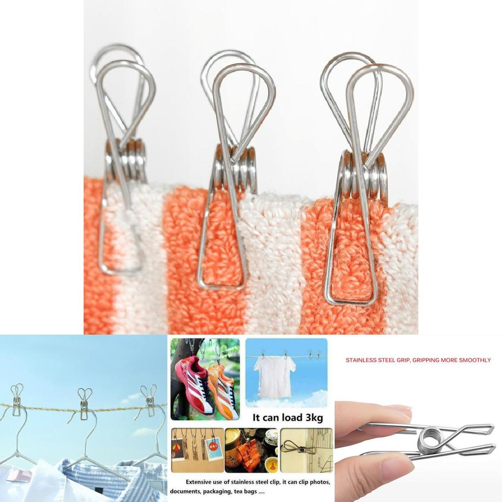 Practical And Functional 20x Stainless Steel Laundry Clips For Securely Holding Wet Clothes And Small Items