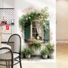 Faux Window with Potted Plants Flowers Wall Sticker Removable Self-Adhesive for Living Room Bedroom Background Wall Decor Art