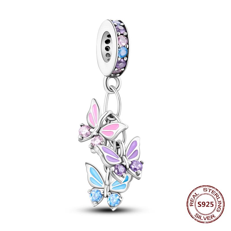 Chameleon Luminous Firefly Charm Fit  S925 Original Bracelets Butterfly S925 Silver Beads For DIY Jewelry Birthday Gift