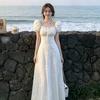 French First Love Pure Square Neck Dress Children's Summer New Waist Temperament Bubble Sleeve Fairy Dress