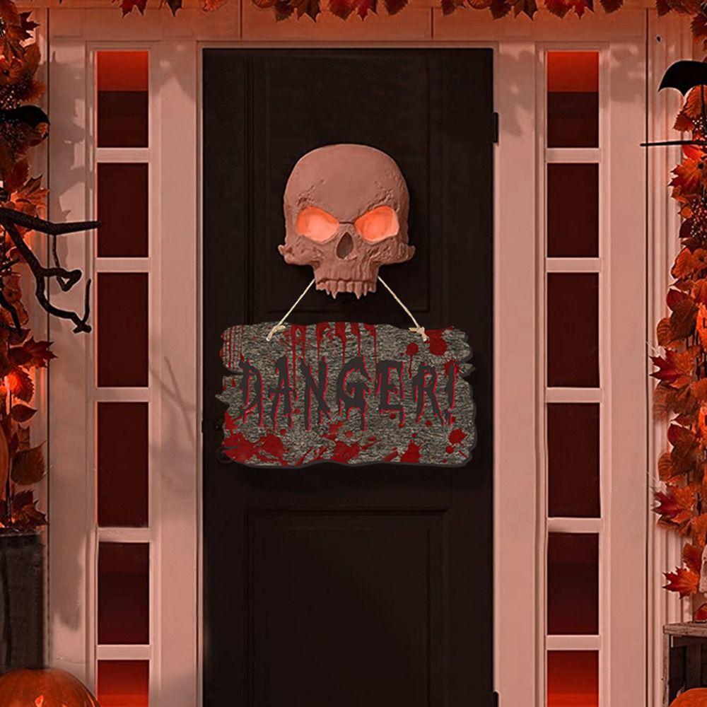 Paper Wooden Door Hanging Decoration Scary Blood Handprint Banner  Ghost Festival