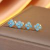 Turquoise Four-Leaf Clover Earrings Female Screw Buckle Exquisite Retro High-End Ear Jewelry