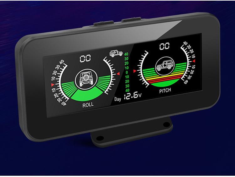 Universal Off-Road Inclinometer HUD with Voltmeter