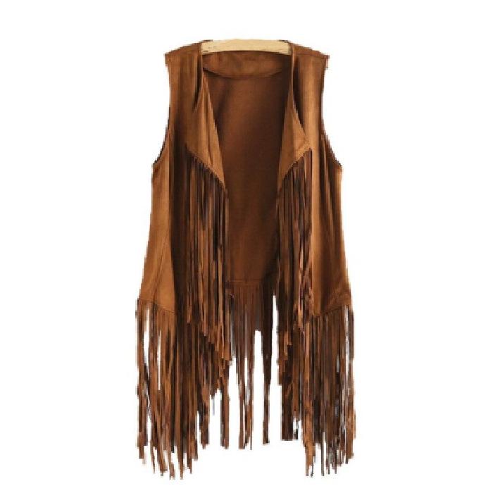 

2023 Європейська та американська весняно-літня мода Жилет без рукавів, що стрункішить, з китицями для жінок S хакі