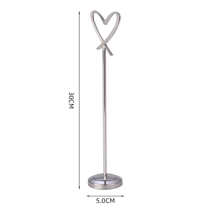 Heart-Shaped Stainless Steel Table Card Holder for Weddings, Restaurants, or Banquets.