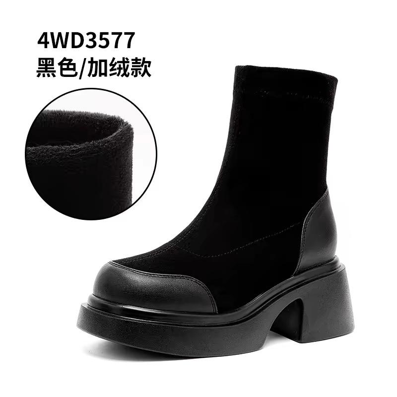 

Skinny Boots Height Increasing Elastic Boots Thick-soled Martin Boots Women s Autumn and Winter Maillard Short Boots Socks Boots Women s Boots 34 чорний
