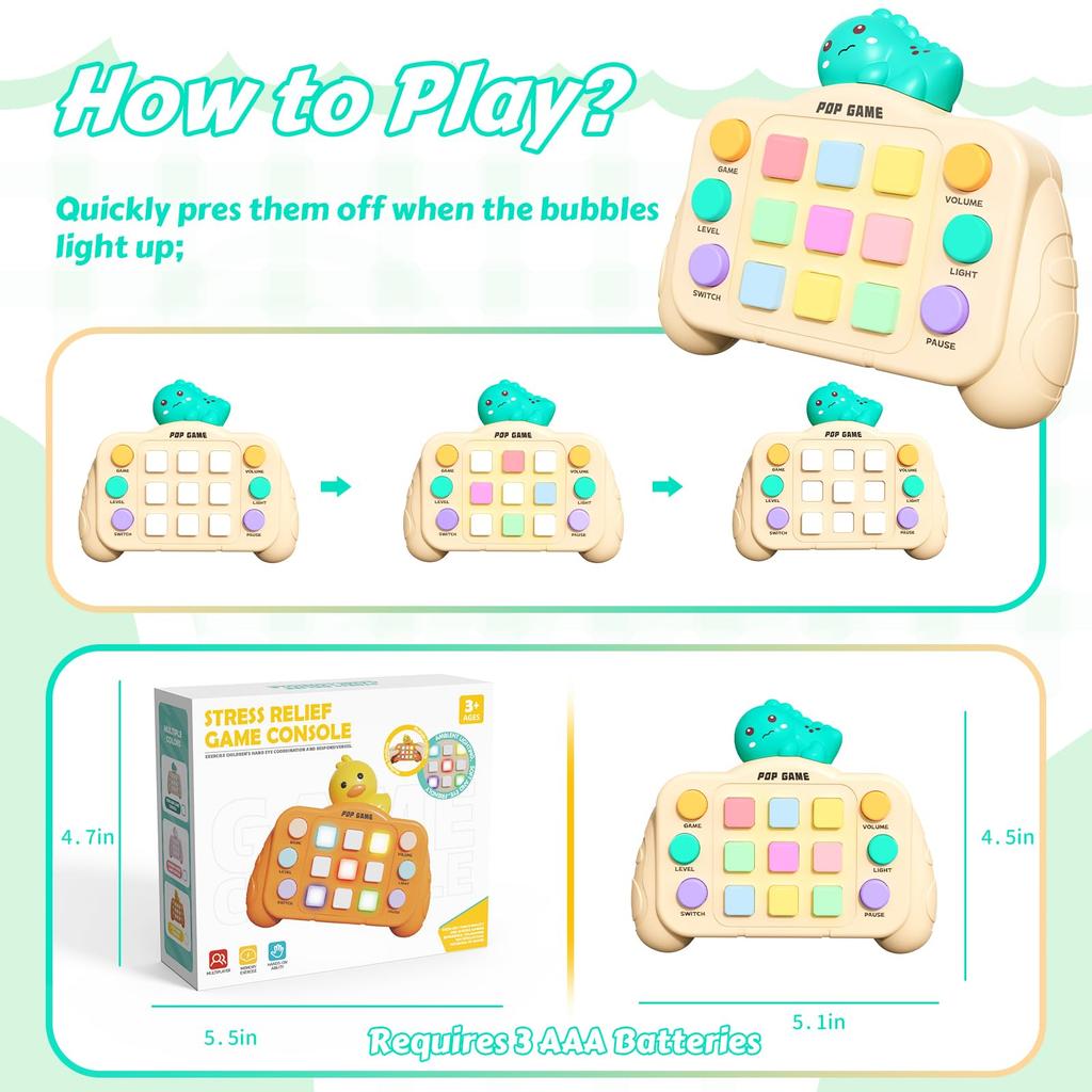 Upgraded Electronic Pop Light Quick Push Game Console Toys for Kids Adult Fidget Anti Stress Relief Toy Interactive Game Machine