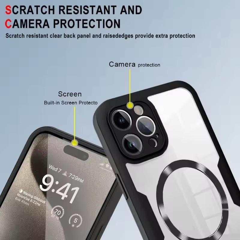 Magnetic Pentru Magsafe 360 Corp Complet Față+Spate Carcasă Transparentă Pentru iPhone 16 15 11 12 13 14 Pro Max Bară de Protecție din Silicon Husă Rezistentă la Șocuri