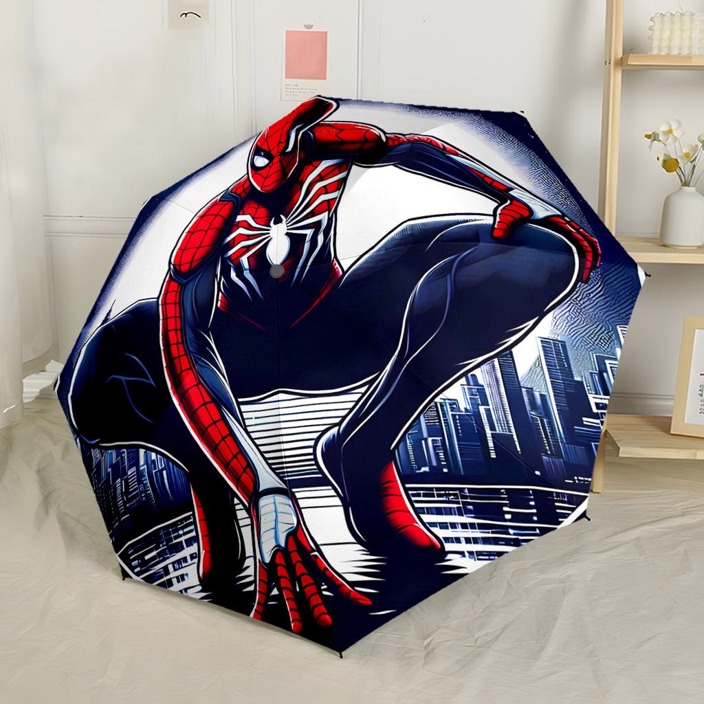 Spider-man Web Adventure Portable Automatic Umbrella Compact & Durable 8-Rib Design Foldable Design Perfect for Outdoor Adventures Fashionable