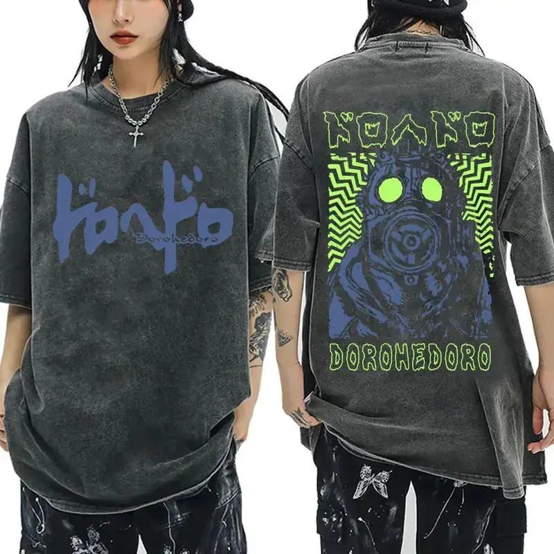 Unisex Vintage Washed Anime Graphic T-Shirt, Retro Japanese Art Streetwear Casua
