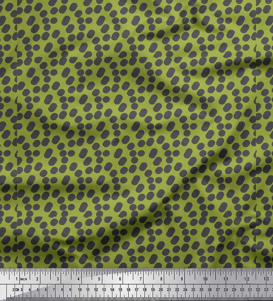 

Soimoi Green Japan Crepe Satin Fabric Brush Stroke & Dots Abstract Print Fabric by the metre 42 Inch 42 Inch Wide - Poly Crepe зелений