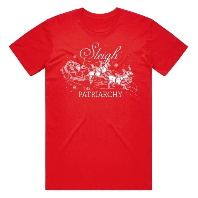 Sleigh The Patriarchy Christmas TShirt Tee Top Xmas Gift Unisex Womens Fashion Graphic T Shirts Aesthetic Clothes Yk Top Tee