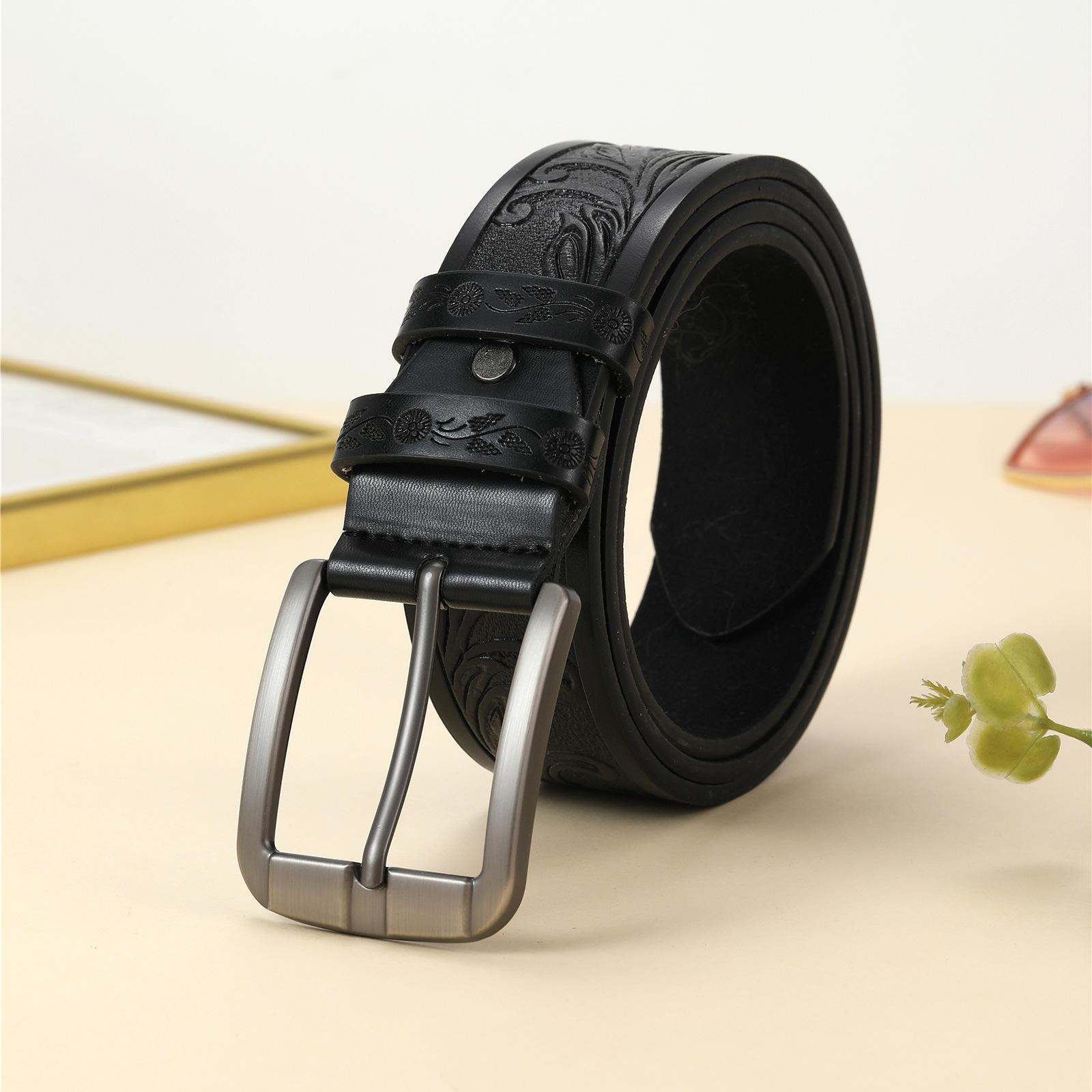 

Мужской ремень с пряжкой-листом из искусственной кожи, широкий, повседневный ремень для джинсов 120cm чёрный