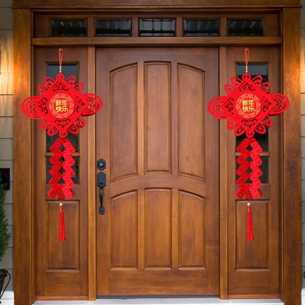 DIY Felt Red Lantern 3D Chinese Red Lantern Decorative FU Character Lantern New Year