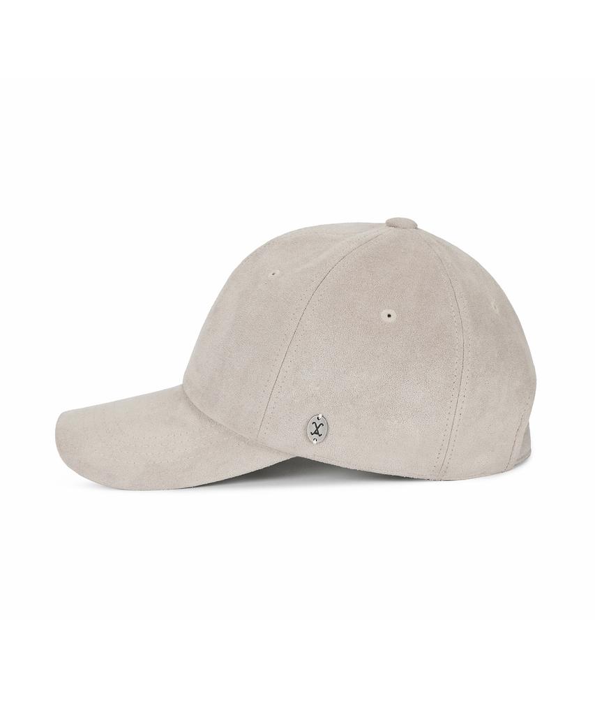 Bajal Va Curved Oval Metallic Suede Ball Cap Stone Beige