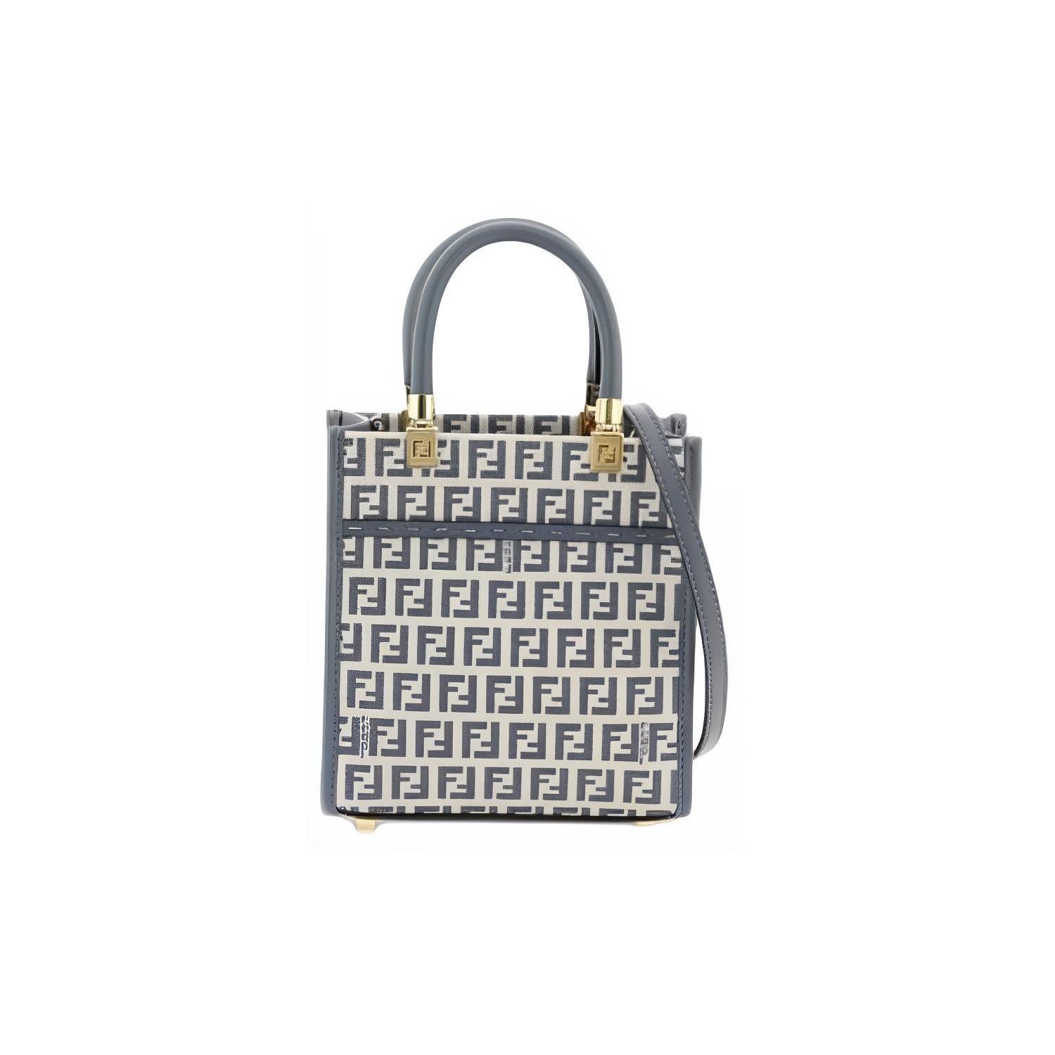 

Fendi Logo Open Closure Leather And Canvas Mixed Small Calfskin Shoulder Crossbody Tote Bag Women handbags Blue 8BS092ARBNF1NPH Basic Set (Bag+Dust Bag)