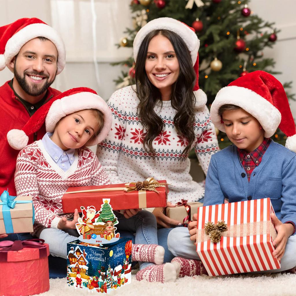 Deep Christmas Blue Theme Pattern Gift Box Holiday Decoration Prop Atmosphere