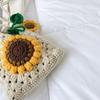 Drawstring Sunflower Shoulder Bag Knitted Sunflower Knitted Bag Handwoven Knit Bag  Girl Gift