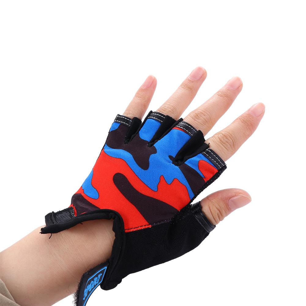 Skating Half Finger Golves Children Cycling Gloves Riding Equipment Camouflage Bike Mittens