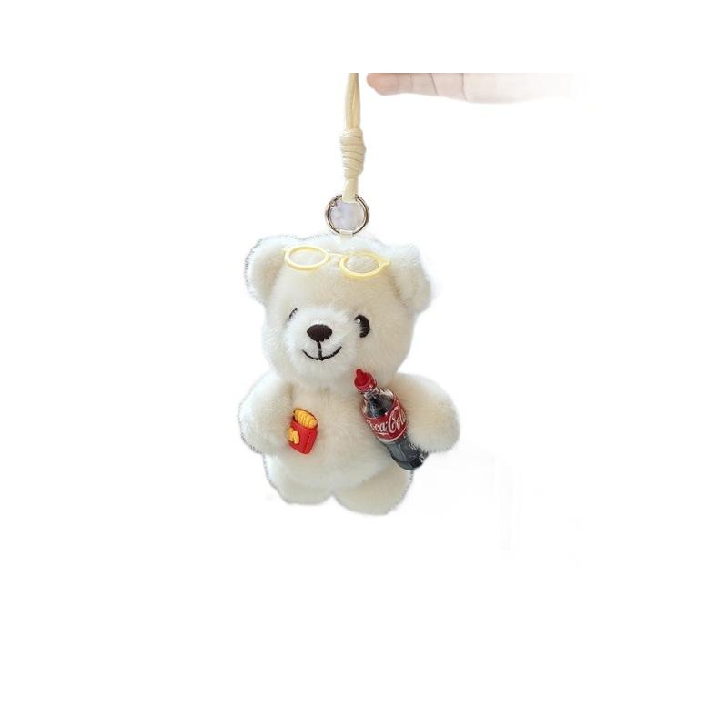 Cute Plush Bear Keychain Bag Charm Soft Stuffed Animal Doll Pendant Toy