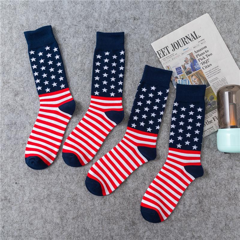 New US Flag socks women men Charm Hip Hop socks funny Fashion streetwear Cotton long tube Sock Party Gift