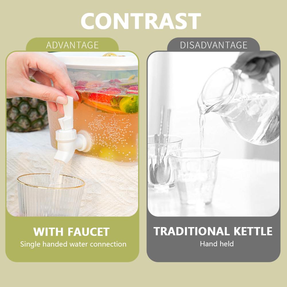 Dispenser di succo ghiacciato resistente alle alte temperature da 3,5/5/10 litri con design del filtro a rubinetto Dispenser di bevande per frigorifero con coperchio Bollitore freddo