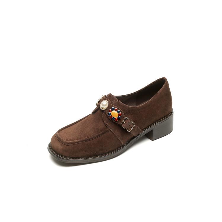 

Мода НОВЫЕ Весенне-осенние женские лоферы Круглый носок Массивный каблук Обувь из овчины Замшевая обувь для женщин Обувь слипоны Женские туфли-лодочки Обувь с пряжкой 40