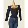 Export Fashion Brand Square Collar Bandage Knitting Tops Fashion Wind Sexy U-Collar Sunken Stripe Pullover Underwear Top Tops
